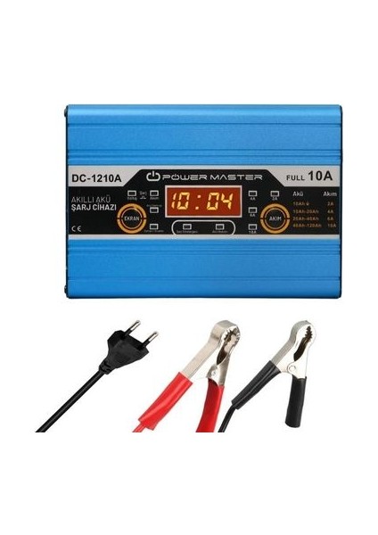 DC-1210A 12 Volt Max 10 Amper Digital Ekranlı Akıllı Akü Şarj Cihazı