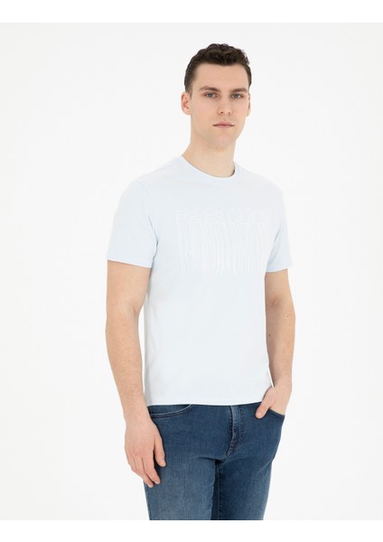 Erkek Açık Mavi Slim Fit Tişört 50282064-VR095
