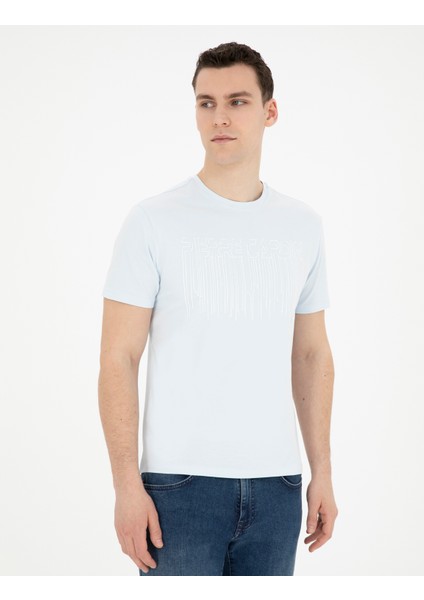 Erkek Açık Mavi Slim Fit Tişört 50282064-VR095