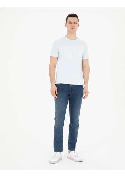 Erkek Açık Mavi Slim Fit Tişört 50282064-VR095