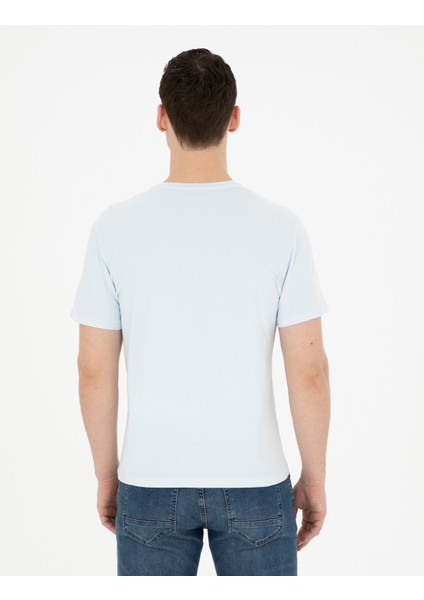 Erkek Açık Mavi Slim Fit Tişört 50282064-VR095
