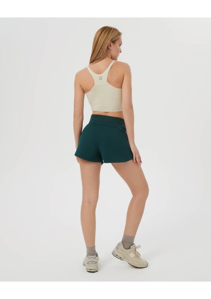 Ayma Active Koyu Yeşil Bel Lastikli Ayarlanabilir Sweatshort Şort