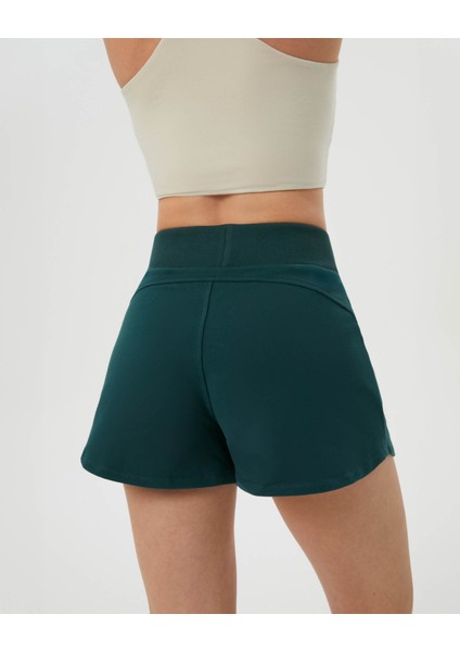 Ayma Active Koyu Yeşil Bel Lastikli Ayarlanabilir Sweatshort Şort