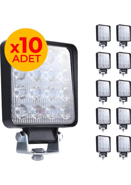 10 Adet Off Road Beyaz LED Sis Farı Kare Çalışma Lambası 12/24V