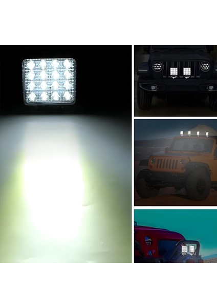10 Adet Off Road Beyaz LED Sis Farı Kare Çalışma Lambası 12/24V