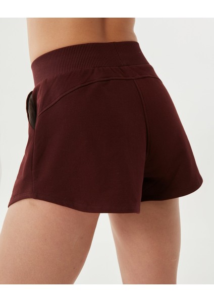 Kahverengi Bel Lastikli Ayarlanabilir Sweatshort Şort