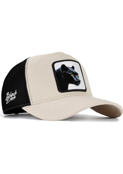 V1 Trucker Panter - 4 Kod Logolu Unisex Bej-Siyah Şapka (Cap)