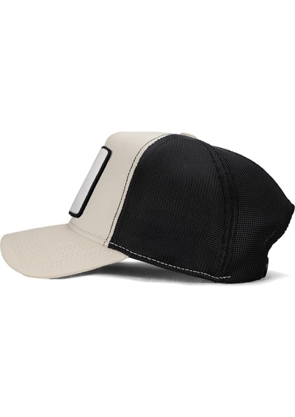 V1 Trucker Panter - 4 Kod Logolu Unisex Bej-Siyah Şapka (Cap) fırsatları
