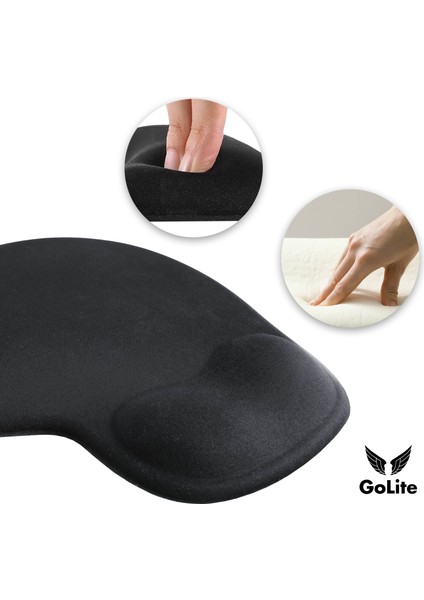 Bilek Destekli Mousepad Ergonomik Kaymaz Taban Siyah Mousepad - Oval