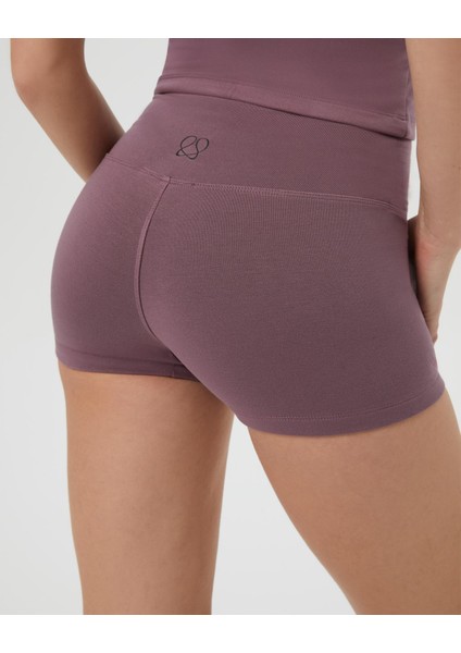 Kadın Lila Mini Boxer Şort - EcoVero Viskoz, Yüksek Bel, Çift Kat Kumaş, Önü Dikişsiz, Rahat Viskoz Şort modelleri