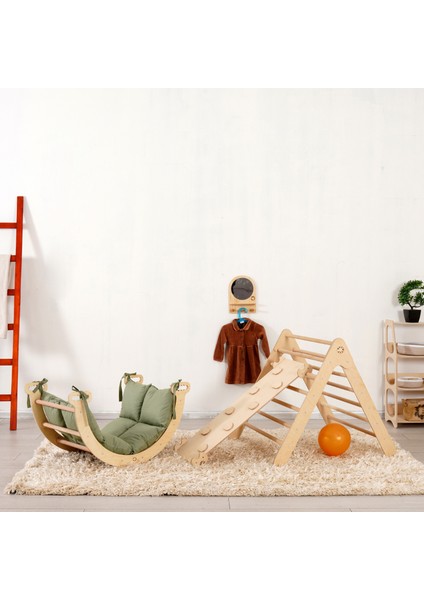 Montessori Pikler Seti [Üçgen - Minderli Halka- Rampa]