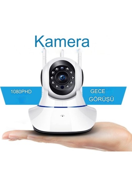 360 Derece Dönen Hareket Sensörlü Uzaktan Kontrol Edilebilen Yapay Zeka Destekli Ev Ofis Güvenlik Kamerası