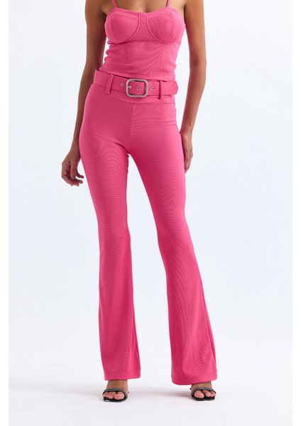 Kemer Detaylı Ottoman Pantolon | PNT34753 Pembe modelleri