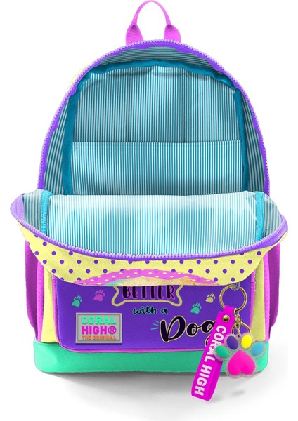 Kids Sarı Pembe Sevimli Köpek Desenli Okul Sırt Çantası 23752