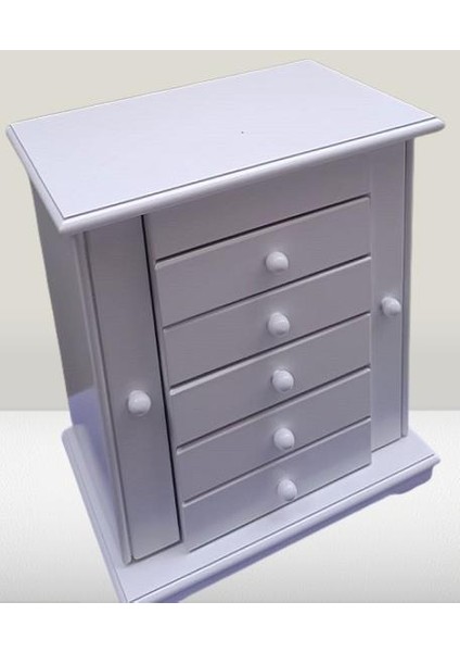 Hobi Dekoratif 90372 Takı Şifonyer 7çekm Gizli Çem Modüllü Parlak Beyaz El Yapım indirimleri