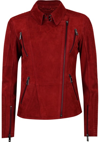 Akadia Kırmızı Kadın Süet Deri Ceket