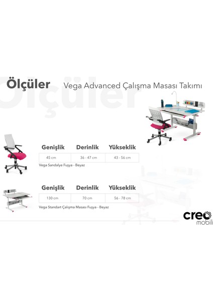 Vega Advanced Yükseklik Ayarlı Çalışma Masası Takımı(Çalışma Masası + Sandalye) - Antrasit/gri