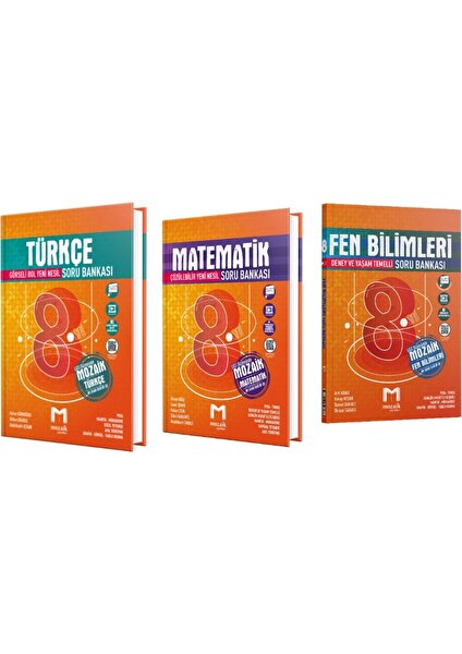 Mozaik Yayınları 8. Sınıf Türkçe - Matematik - Fen Bilimleri Soru Bankası 3 Kitap