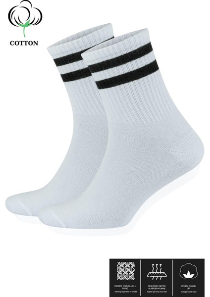 Kral Socks Erkek - Kadın Çizgili Kolej Tenis Çorabı Pamuklu Terletmez Çorap