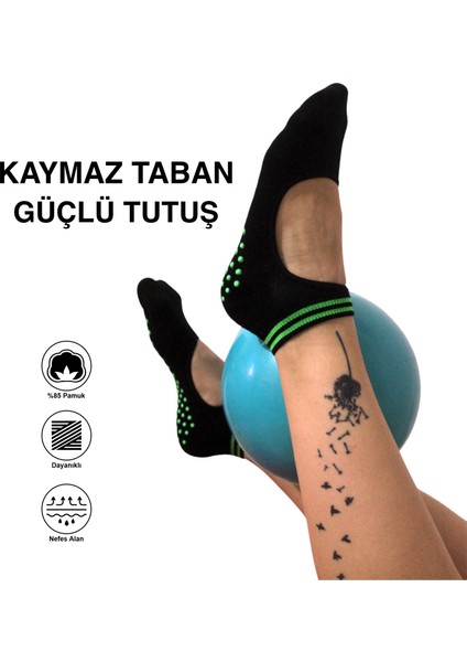 4 Çift Pamuklu Renkli Kaymaz Taban Silikon Baskılı Yoga Fitness Pilates Ve Aktivite Kadın Çorabı indirimleri