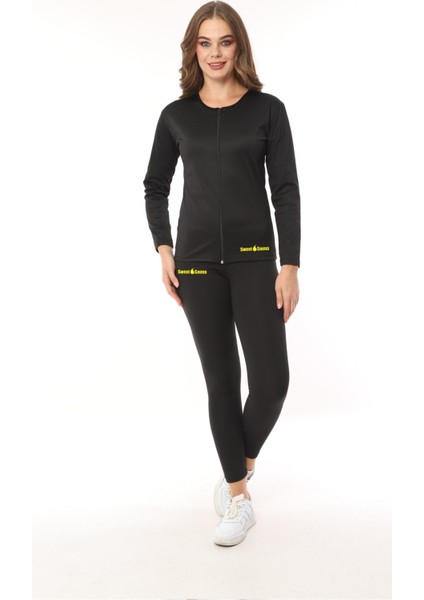 Fermuarlı Uzun Kollu Üst ve Tayt Termal Kadın Ikili Set