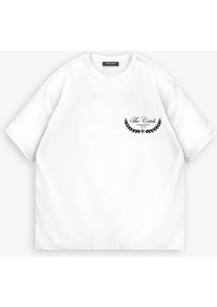 Erkek %100 Pamuk Baskılı Oversize T-Shirt Dokulu Kalın Bisiklet Yaka Ekru fırsatları