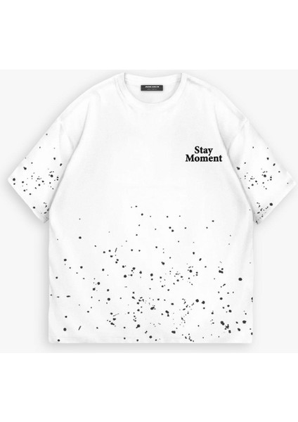 Erkek %100 Pamuk Ipli Yazlık Bisiklet Yaka Oversize Dokulu Baskılı T-Shirt Beyaz fırsatları