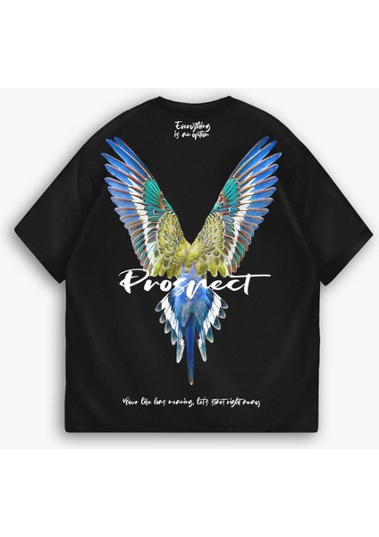 Erkek %100 Pamuk Yazlık Baskılı Oversize 'everything Is An Option' Nakışlı T-Shirt Siyah modelleri