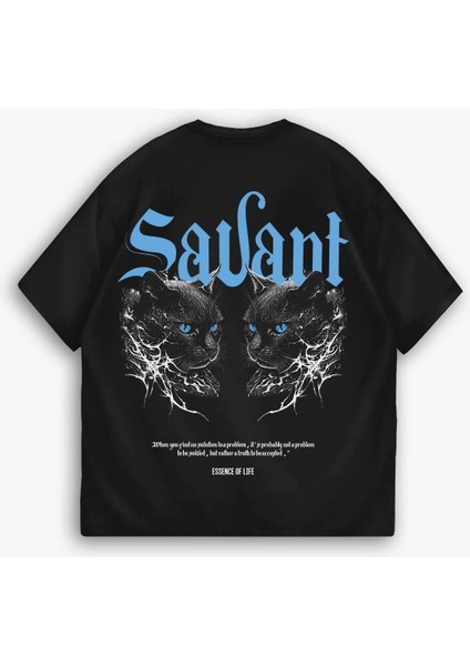 Erkek %100 Pamuk Dokulu Yazlık Oversize Baskılı Bisiklet Yaka T-Shirt Siyah