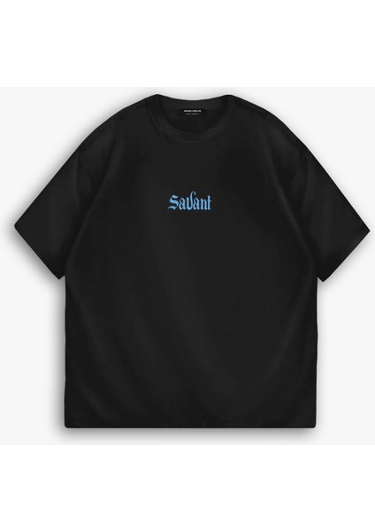 Erkek %100 Pamuk Dokulu Yazlık Oversize Baskılı Bisiklet Yaka T-Shirt Siyah