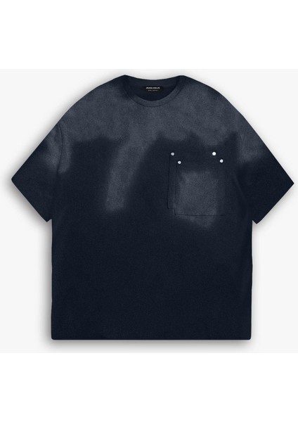 Erkek Yazlık Bisiklet Yaka Oversize Çift Katman Cepli T-Shirt Siyah modelleri