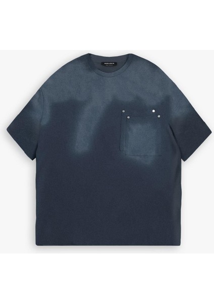 Erkek Yazlık Bisiklet Yaka Oversize Çift Katman Cepli T-Shirt Füme modelleri