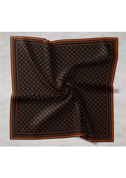 Twill Ipek Eşarp - 11393-28 Siyah Bakır