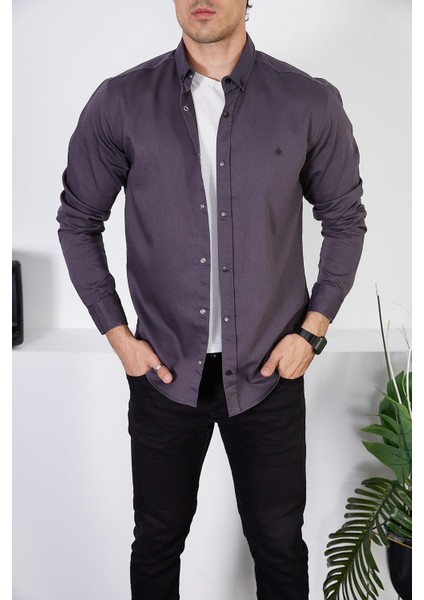 Erkek Slim Fit Kot Gömlek