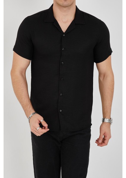 Erkek Slim Fit Polycotton Kısa Kol Gömlek
