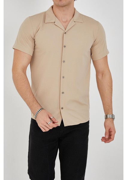 Erkek Slim Fit Polycotton Kısa Kol Gömlek