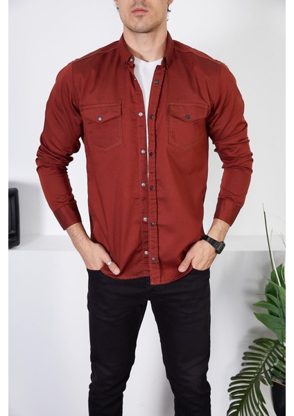 Erkek Slim Fit Kot Gömlek fiyatları