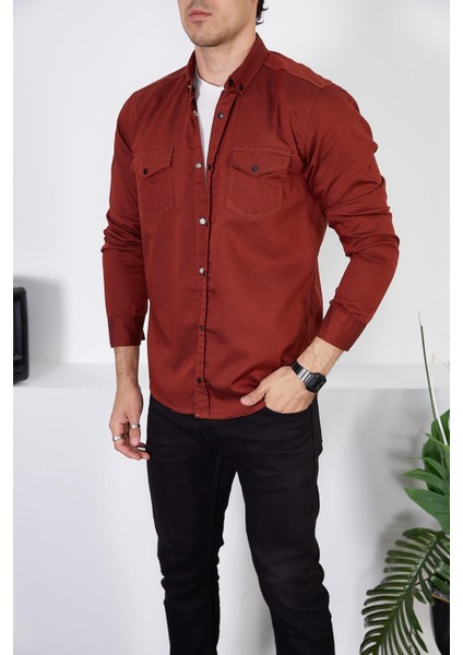 Erkek Slim Fit Kot Gömlek fırsatları