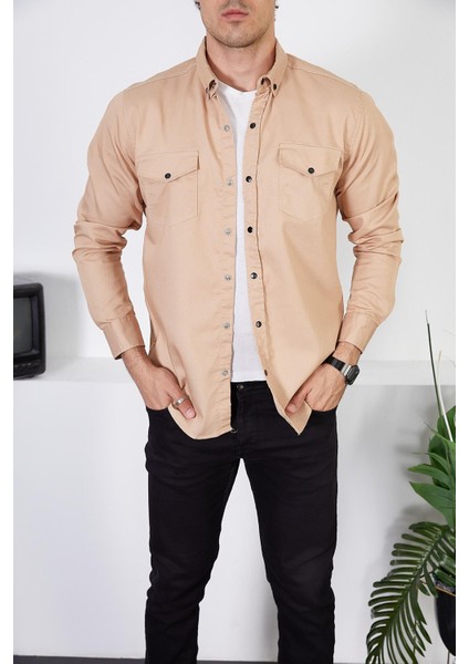 Erkek Slim Fit Kot Gömlek