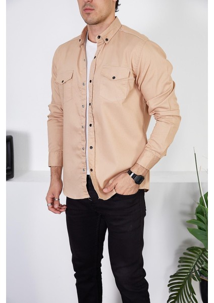 Erkek Slim Fit Kot Gömlek modelleri