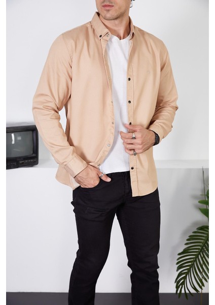 Erkek Slim Fit Kot Gömlek
