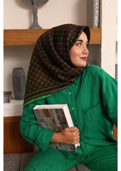 Twill Ipek Eşarp - 11393-49 Acı Kahve Yeşil