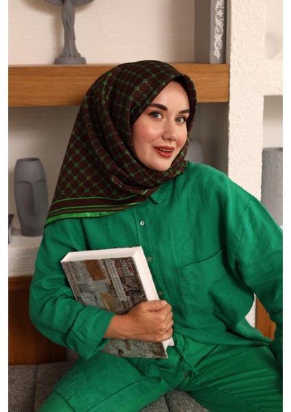 Twill Ipek Eşarp - 11393-49 Acı Kahve Yeşil modelleri