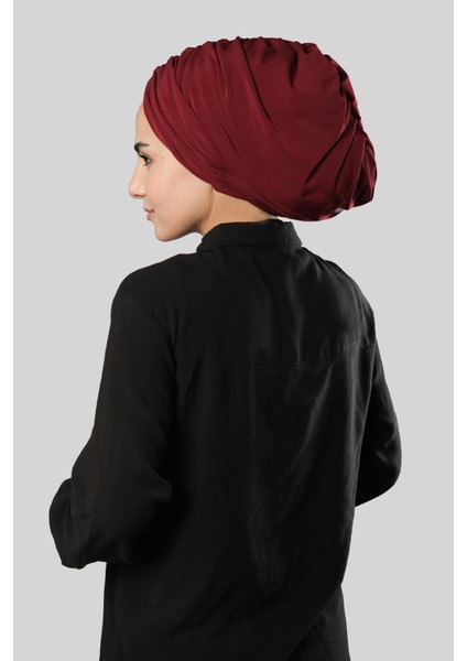 Bordo Drapeli Salaş Tesettür Bone Sandy Büzgülü 2315_16