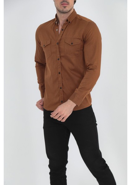Erkek Slim Fit Kot Gömlek fırsatları