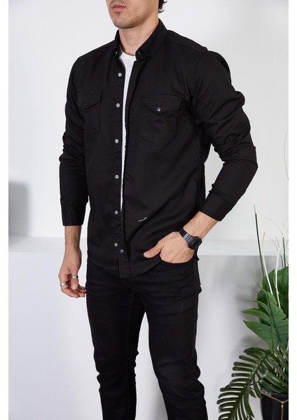 Erkek Slim Fit Kot Gömlek modelleri