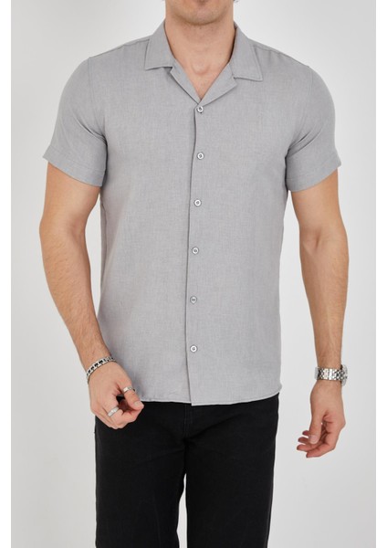 Erkek Slim Fit Polycotton Kısa Kol Gömlek