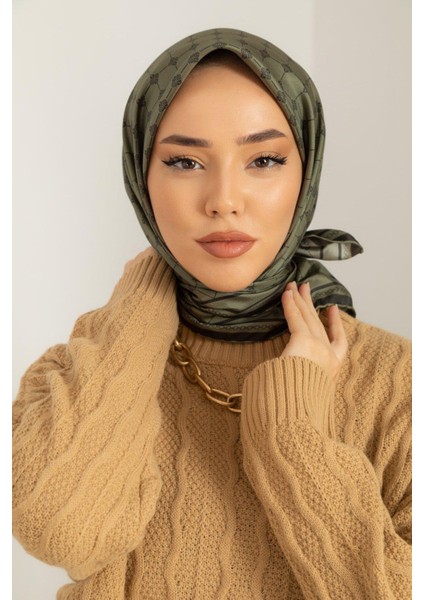 Twill Ipek Eşarp - 11393-12 Haki Yeşil