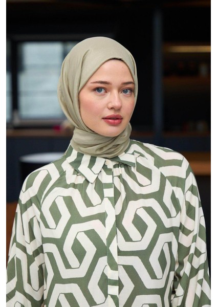 Düz Desen Vual Şal Çağla Yeşil Vual Ipek Şal - 9800-04