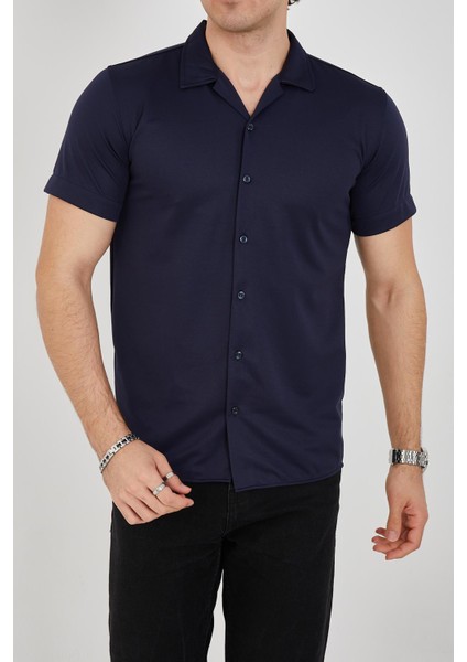 Erkek Slim Fit Polycotton Kısa Kol Gömlek